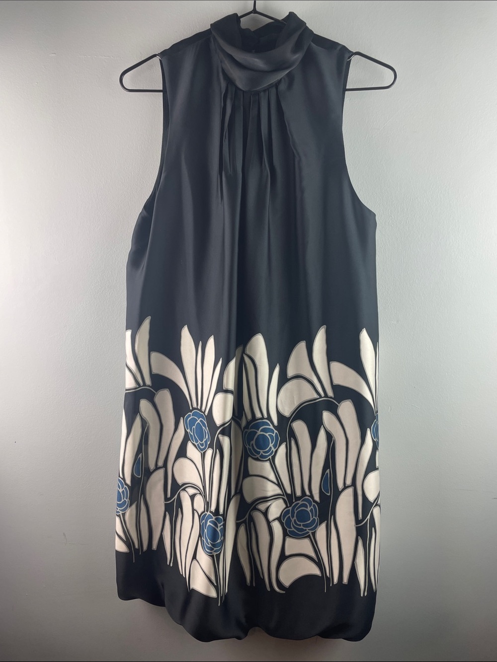 Zara Basic Sleeveless Black Floral-Accent Shift Dress Size L